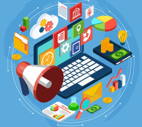 image showing a megaphone which is synonymous with digital reach, as expressed by digital marketing and advertising services by Salitas Technological Solutions